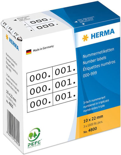 Herma 1τμχ Αυτοκόλλητες Ετικέτες σε Λευκό Χρώμα 10x22mm
