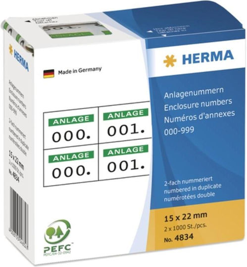 Herma 1000τμχ Αυτοκόλλητες Ετικέτες σε Πράσινο Χρώμα 15x22mm