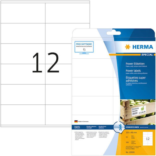 Herma 300Stück Klebeetiketten in Weiß Farbe 105x48mm