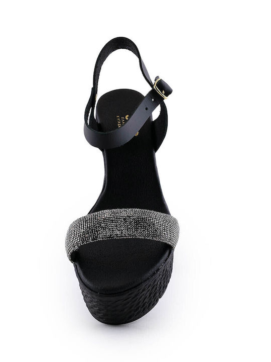 Women's Ankle Strap Platforms Black
