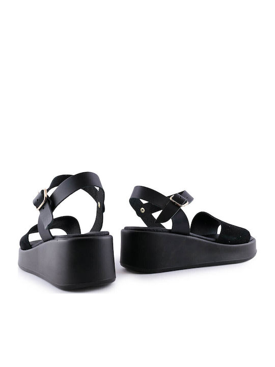 Women's Ankle Strap Platforms Black