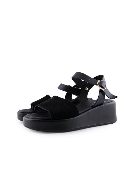 Love4shoes Women's Ankle Strap Platforms Black