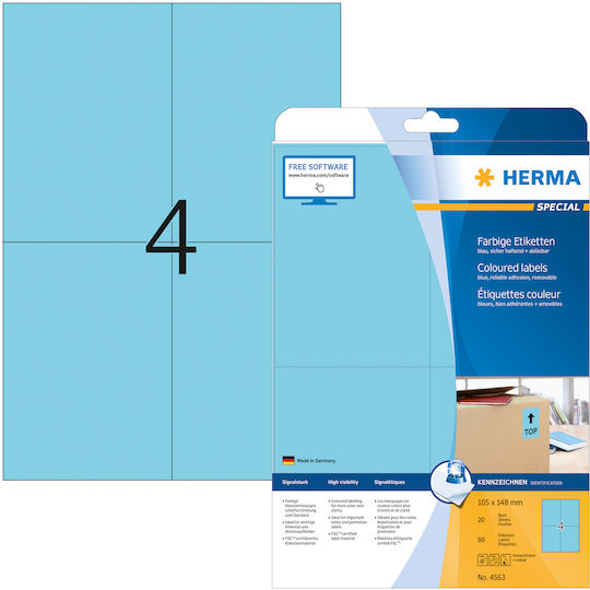 Herma 80 Selbstklebende A4-Etiketten 105x148mm