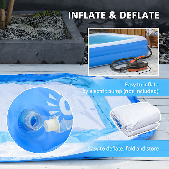 Outsunny Παιδική Πισίνα PVC Φουσκωτή 262x176x56εκ. Μπλε