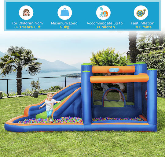 Outsunny Inflatable Bouncy Castle with Trampoline and Slide for 3-8 Years