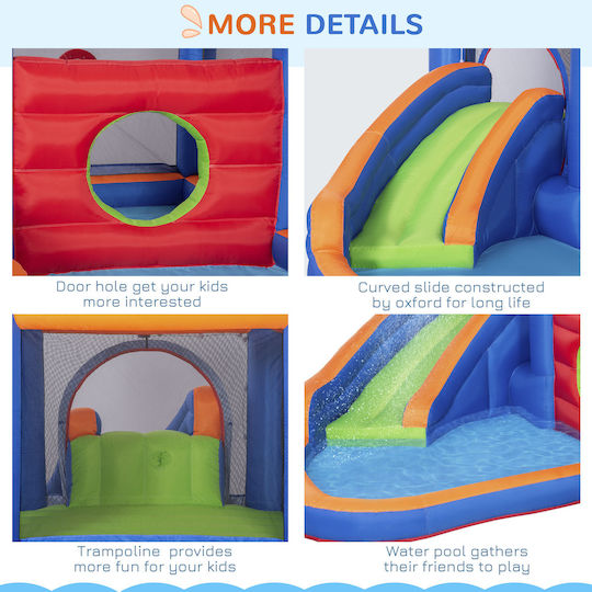 Outsunny Inflatable Bouncy Castle with Trampoline and Slide for 3-8 Years