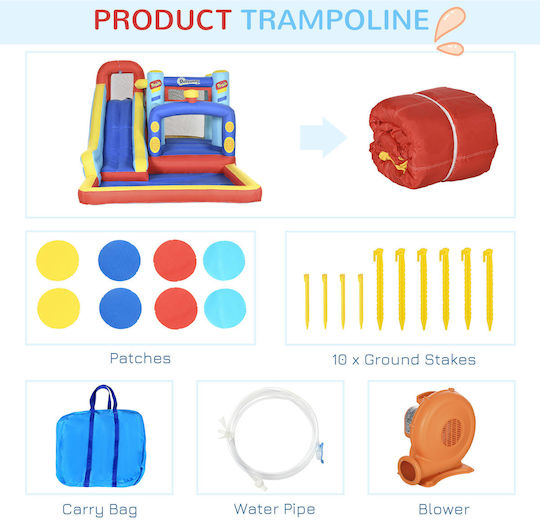 Outsunny Φουσκωτό Bouncy Castle Κάστρο με Τραμπολίνο & Τσουλήθρα για 3+ Ετών