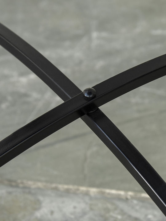 Outdoor Dinner Table with Ceramic Surface and Metal Frame Black 60x60x71cm