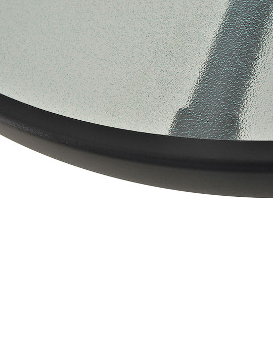 Outdoor Dinner Table with Glass Surface and Metal Frame Black 80x80x72cm