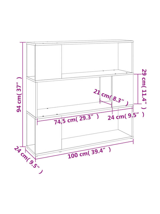 Bibliotecă Gri 100x24x94 cm