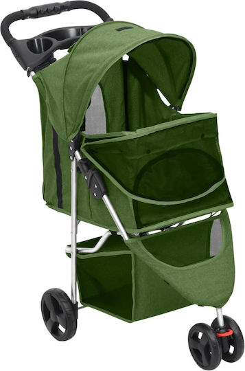 vidaXL Dog/Cat Carrying Green Stroller for 15kg Pets L98xW80xH46cm