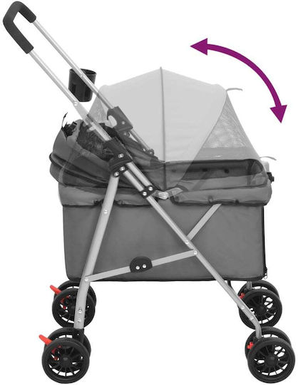 vidaXL Καρότσι για Μεταφορά Σκύλου / Γάτας έως 15kg Γκρι Μ100xΠ76xΥ50εκ.