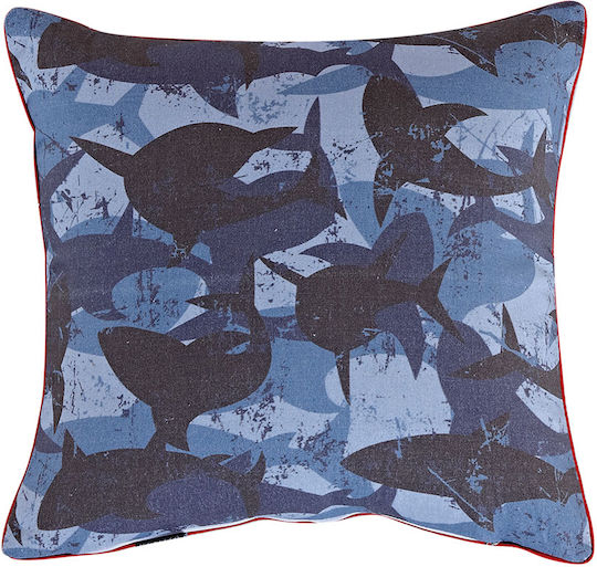 Kentia Παιδικό Διακοσμητικό Μαξιλάρι Sharky Blue Μπλε Διπλής Όψης 40x40εκ.