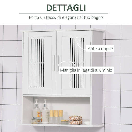 Kleankin Bathroom Cabinet L60xW20xH70cm White