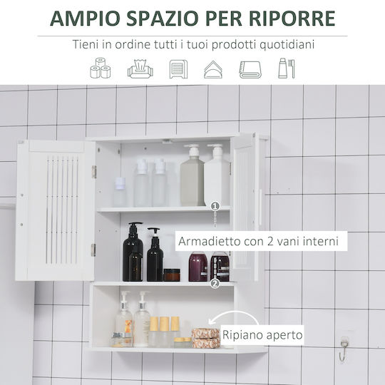 Kleankin Bathroom Cabinet L60xW20xH70cm White