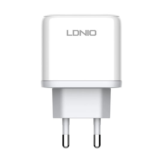 Ldnio Charger with USB-A Port and USB-C Port and Cable USB-C 45W Power Delivery Whites (A2526C)