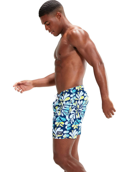 Printed Leisure 16 Men's Swimwear Shorts Blue/Green with Patterns
