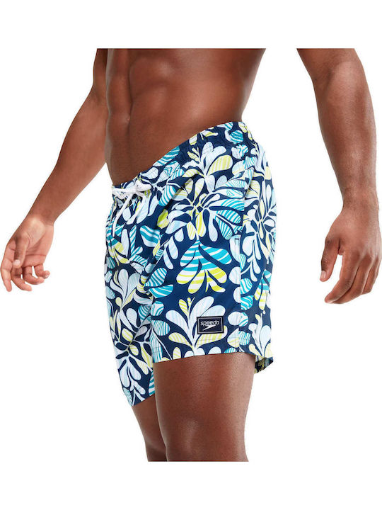 Printed Leisure 16 Men's Swimwear Shorts Blue/Green with Patterns