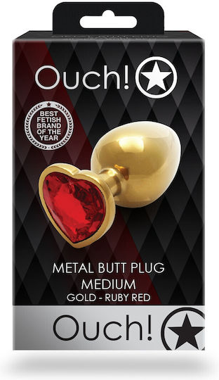 Shots Πρωκτική Σφήνα Medium Gold / Ruby Red 8cm