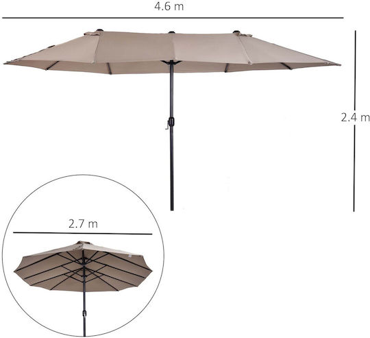 Round Metal Parasol Double Canopy Ecru Φ4.6xH2.4m