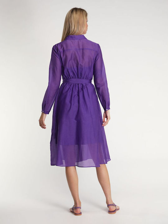 EMME MARELLA SEDE MUSLIN SHIRT DRESS VIOLET