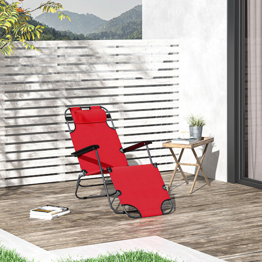 Outsunny Liegestuhl-Sessel Strand Rot 135x60x89cm.