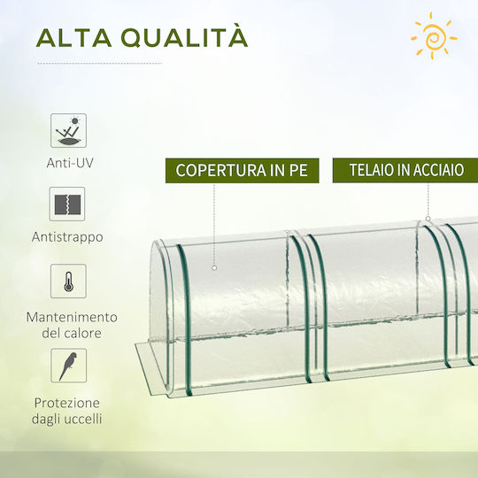 Outsunny Tunnel Greenhouse Tunnel with Metal Frame 2.95x1x0.8m