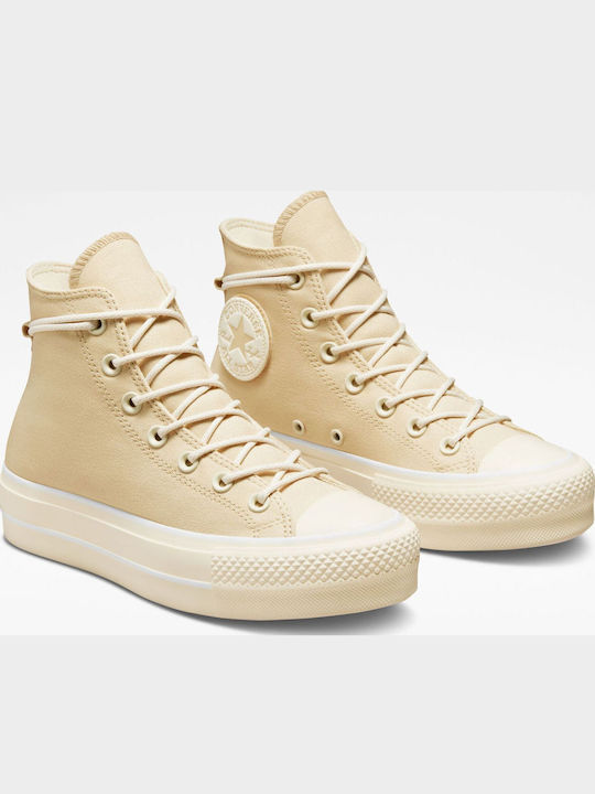 Chuck Taylor All Star LIft Γυναικεία Flatforms Μποτάκια Μπεζ A06092C