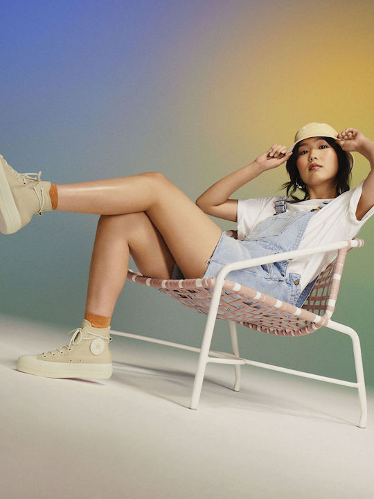 Chuck Taylor All Star LIft Γυναικεία Flatforms Μποτάκια Μπεζ A06092C