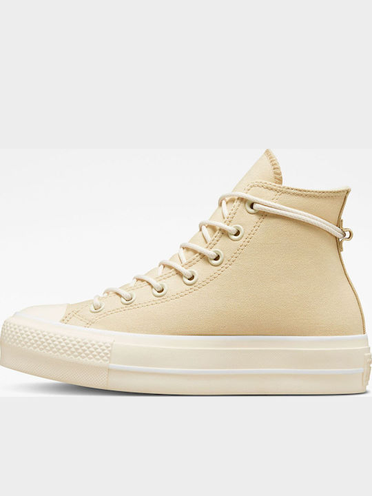Chuck Taylor All Star LIft Γυναικεία Flatforms Μποτάκια Μπεζ A06092C