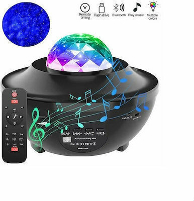 LED Drehend Kinderprojektorlampe Light mit Musterprojektion mit Farbwechsel Schwarz