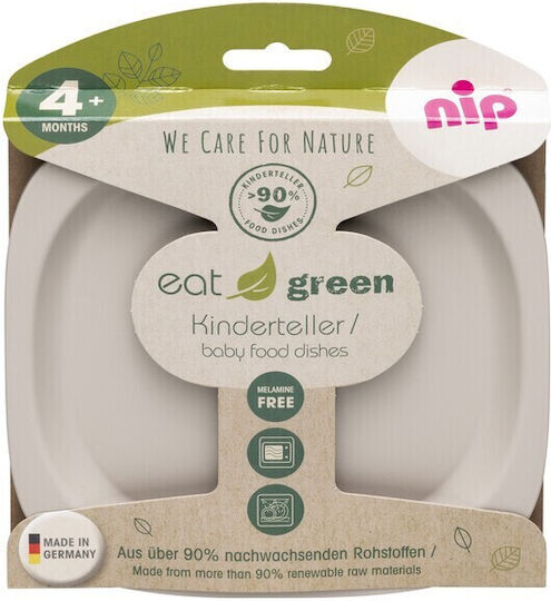 Nip Eat Green Παιδικό Πιάτο Φαγητού από Πλαστικό Γκρι 2τμχ