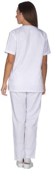 Alezi Women's White Medical Pants Cotton and Polyester