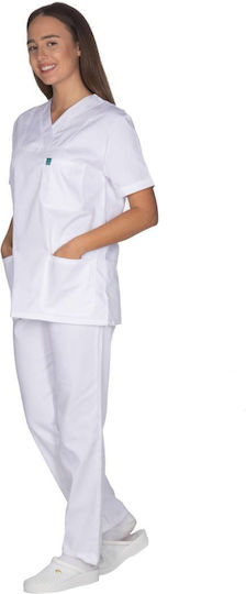 Alezi Women's White Medical Pants Cotton and Polyester