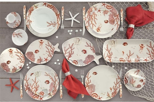 Marva Coral Reef Plate Shallow made of Porcelain Multicolour with Diameter 27cm Marva Coral Reef Plate Shallow made of Porcelain Multicolour with Diameter 27cm