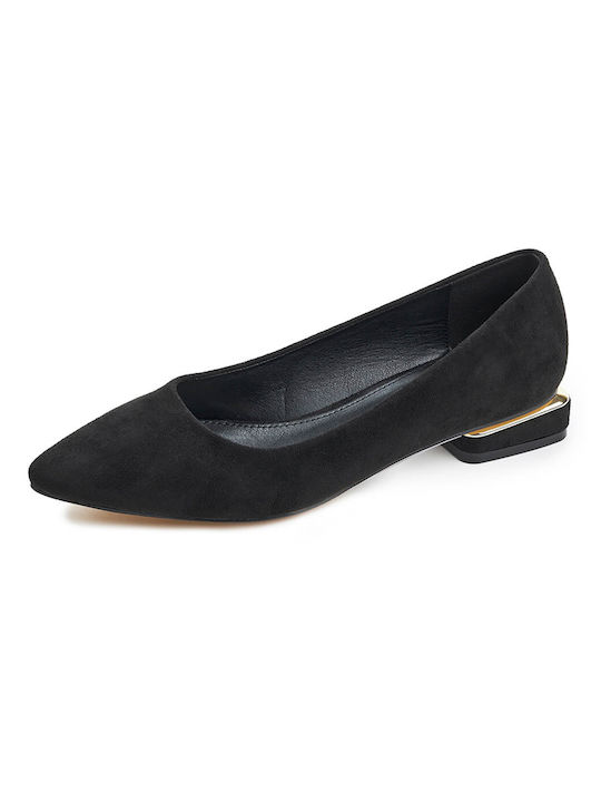 Verde Leather Pointy Ballerinas Black