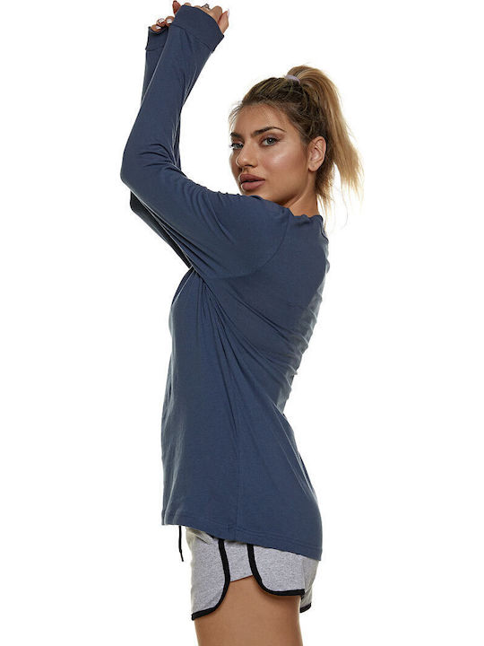 Women's Athletic Blouse Long Sleeve Blue