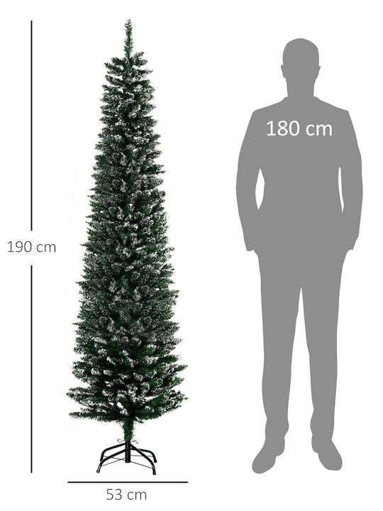 Weihnachtsbaum Schlank Beschneit 190cm mit 570 Zweige