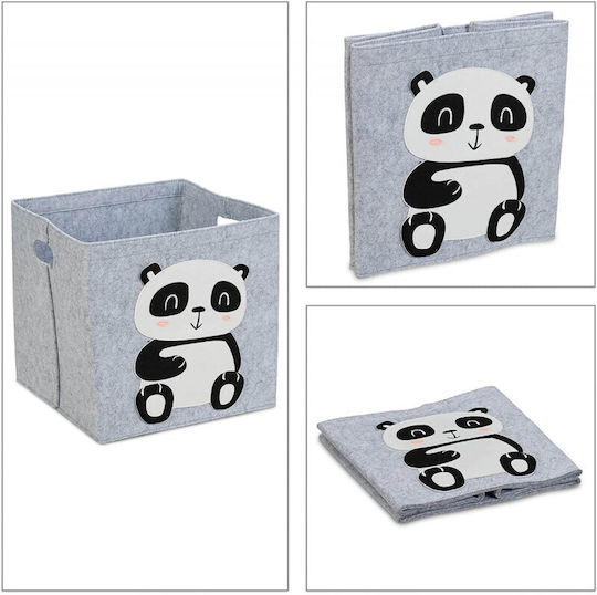 Relaxdays Детска кошница за съхранение Panda Сив 1бр