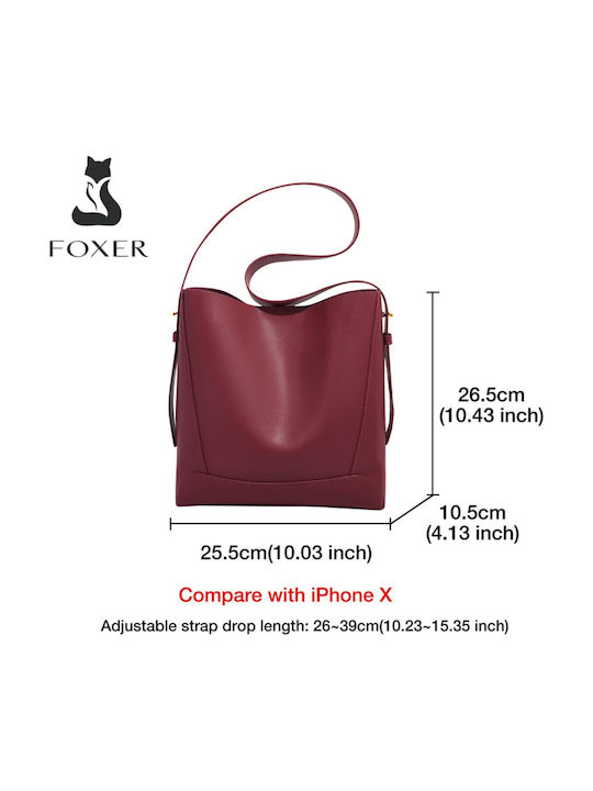 Leather Women's Bag Shopper Shoulder Burgundy
