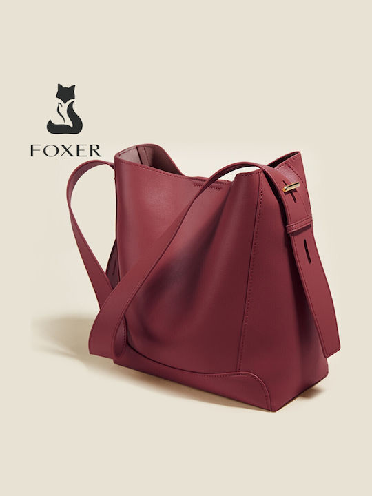 Leather Women's Bag Shopper Shoulder Burgundy