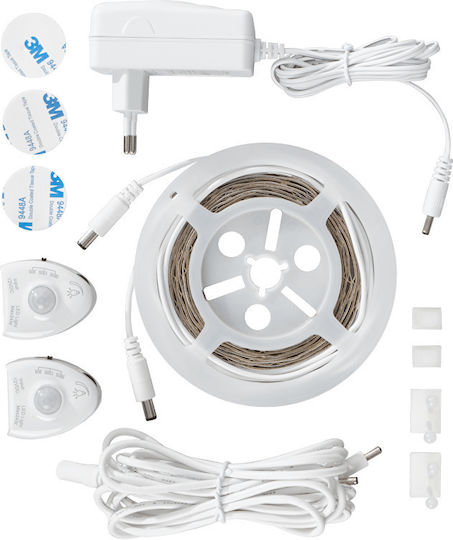 LED-Streifen 12V Warmes Weiß Licht 2x1.2m Typ SMD2835 mit Bewegungssensor & Netzteil