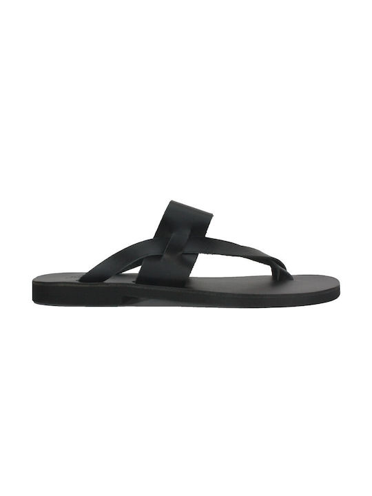 Men's leather sandal in black color