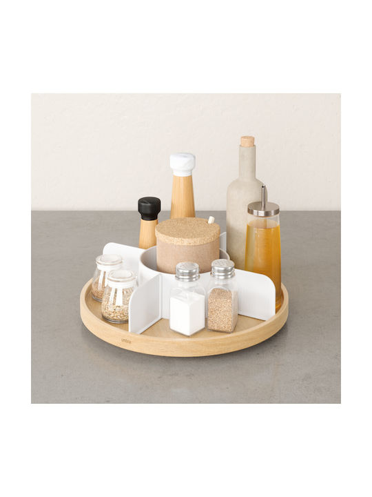 Umbra Bellwood Spice Jar Wooden on Rotating Base Beige