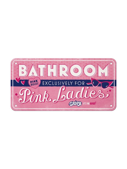 Nostalgic Art 3D Διακοσμητική Πινακίδα Paramount - Grease - Pink Ladies Bathroom Χειροποίητη Ροζ από Μέταλλο 20x10cm