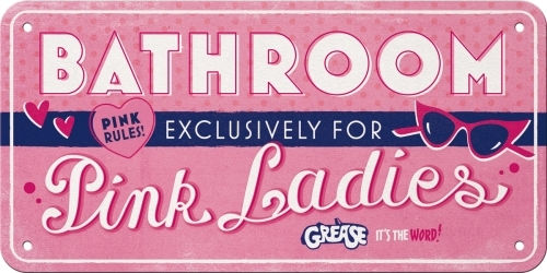 Nostalgic Art 3D Διακοσμητική Πινακίδα Paramount - Grease - Pink Ladies Bathroom Χειροποίητη Ροζ από Μέταλλο 20x10cm