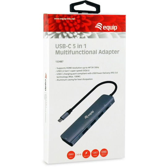 Equip USB-C Docking Station mit HDMI PD Gray (133487)