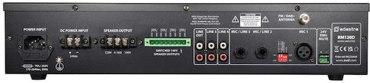 Adastra RM120D Integriert Kommerzieller Verstärker 120W/100V und USB/FM/Bluetooth-Anschlüssen