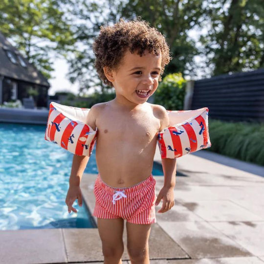 Swim Essentials Red-White Whale Swimming Armbands Made Of Non-Toxic PVC Age 2-6 Years 15x19cm Red