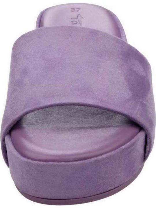 Leather Women's Flat Sandals in Purple Color